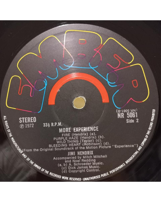 Jimi Hendrix - More  "Experience" Jimi Hendrix (Titles From The Original Sound Track Of The Feature Length Motion Picture) (Volume Two)