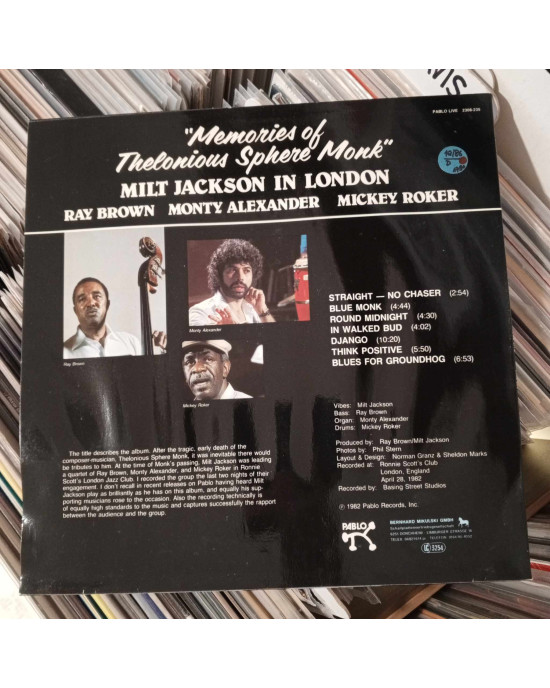 Milt Jackson - Milt Jackson In London "Memories Of Thelonious Sphere Monk"