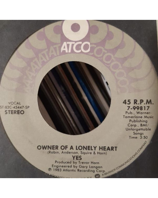 Yes - Owner Of A Lonely Heart / Our Song - 45'lik Yes - Owner Of A Lonely Heart / Our Song - 45'lik