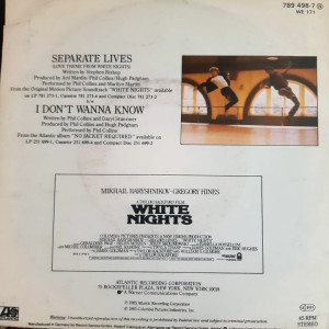 Phil Collins & Marilyn Martin - Seperate Lives / I Don't Wanna Know - 45'lik Phil Collins & Marilyn Martin - Seperate Lives / I Don't Wanna Know - 45'lik