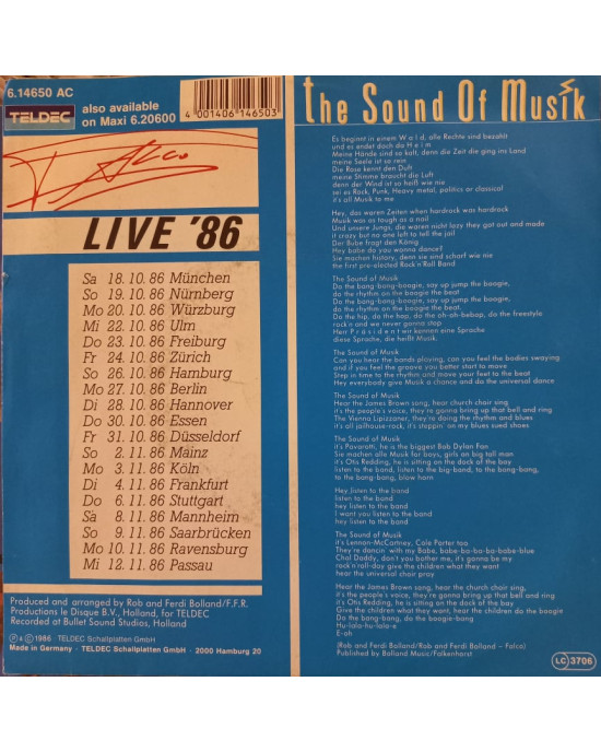 Falco - The Sound Of Musik - 45'lik Falco - The Sound Of Musik - 45'lik
