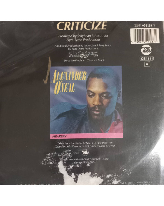 Alexander O'Neal - Criticize - 45'lik Alexander O'Neal - Criticize - 45'lik