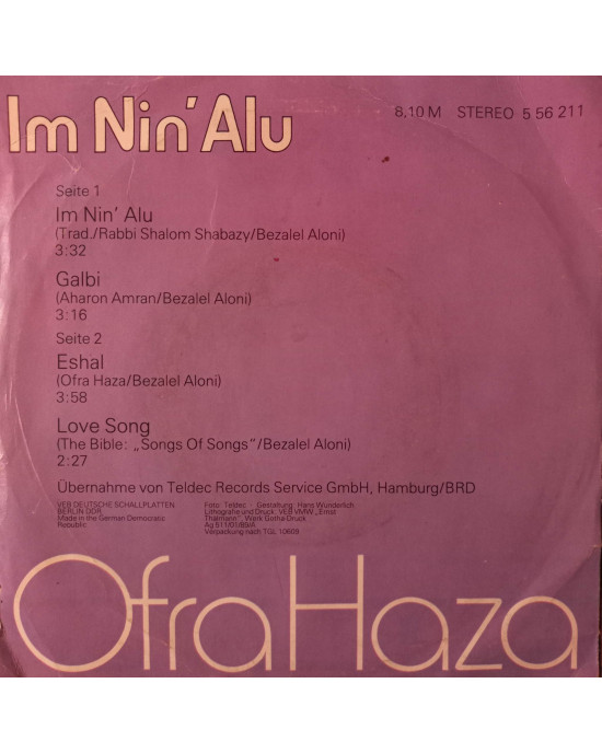 Ofra Haza - Im Nin'Alu - 45'lik