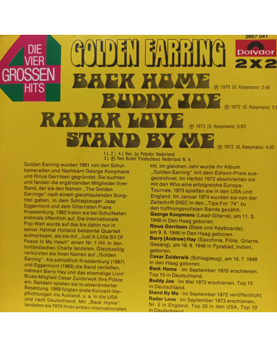 Golden Earring - Die Vier Grossen Hits Von Golden Earring - 2 x 45'lik