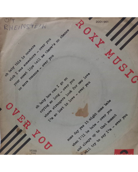 Roxy Music - Over You - 45'lik