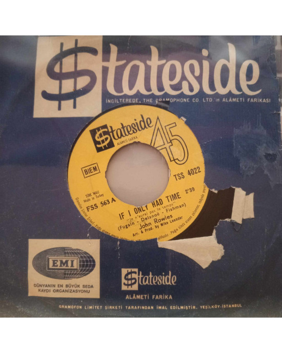 John Rowles - If I Only Had Time - 45'lik - 1968, Türkiye John Rowles - If I Only Had Time - 45'lik - 1968, Türkiye