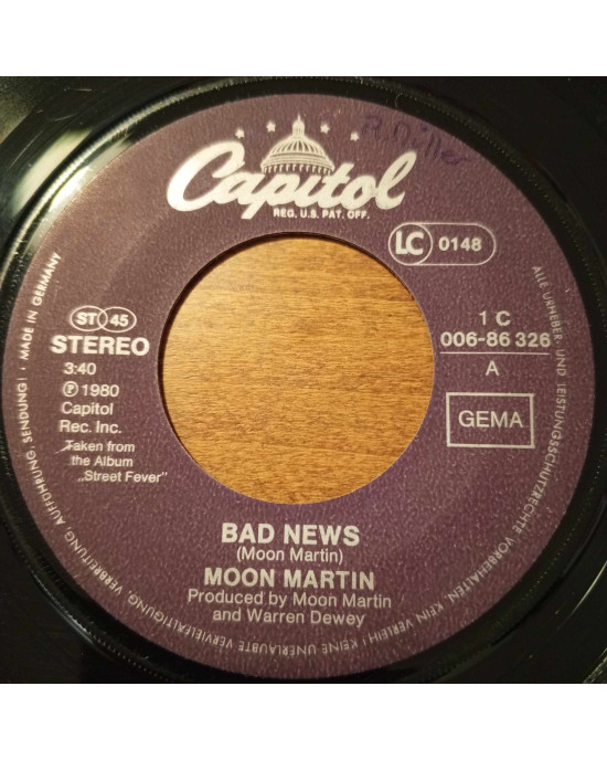 Moon Martin - Bad News / Stranded- 45'lik Moon Martin - Bad News / Stranded- 45'lik