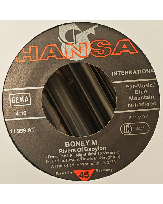 Boney M. - Rivers Of Babylon - 45'lik Boney M. - Rivers Of Babylon - 45'lik