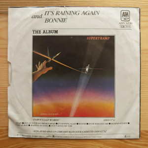Supertramp - It's Raining Again / Bonnie - 45'lik