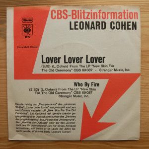 Leonard Cohen - Lover Lover Lover / Who By Fire (1974 Almanya Promo) - 45'lik Leonard Cohen - Lover Lover Lover / Who By Fire (1974 Almanya Promo) - 45'lik