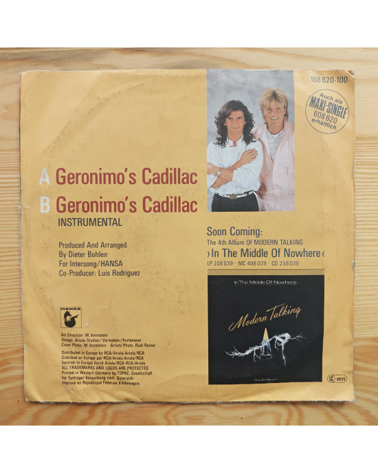 Modern Talking - Geronimo's Cadillac - 45'lik