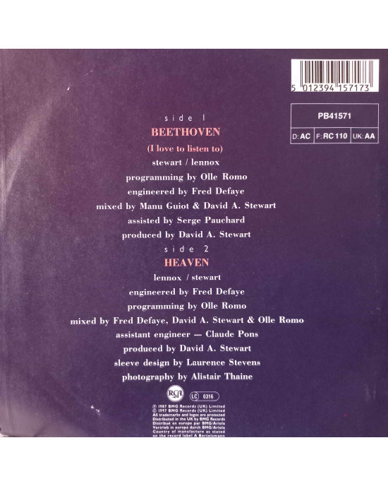 Eurythmics - Beethoven - 45'lik Eurythmics - Beethoven - 45'lik