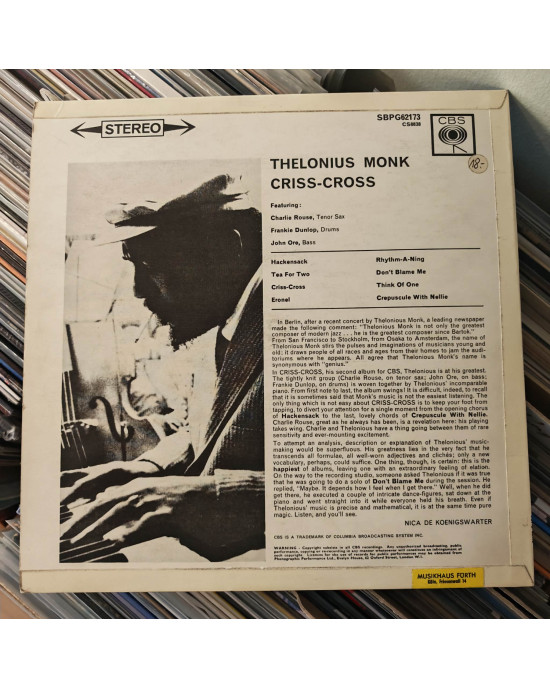 Thelonious Monk - Criss-Cross - 1964 UK