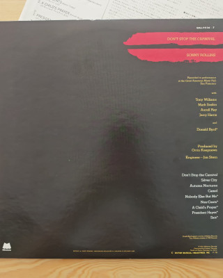 Sonny Rollins - Don't Stop The Carnival - 1978, Japonya