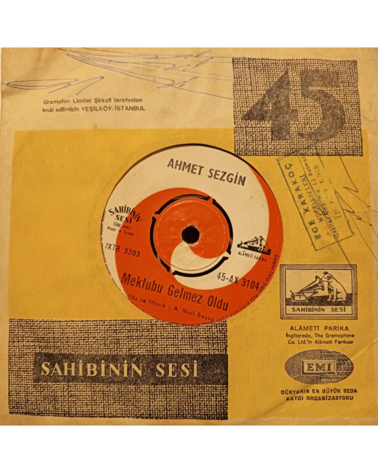 Ahmet Sezgin - Mektubu Gelmez Oldu / Izdırapla İnlerim - 45'lik Ahmet Sezgin - Mektubu Gelmez Oldu / Izdırapla İnlerim - 45'lik