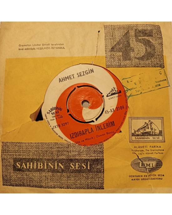 Ahmet Sezgin - Mektubu Gelmez Oldu / Izdırapla İnlerim - 45'lik Ahmet Sezgin - Mektubu Gelmez Oldu / Izdırapla İnlerim - 45'lik