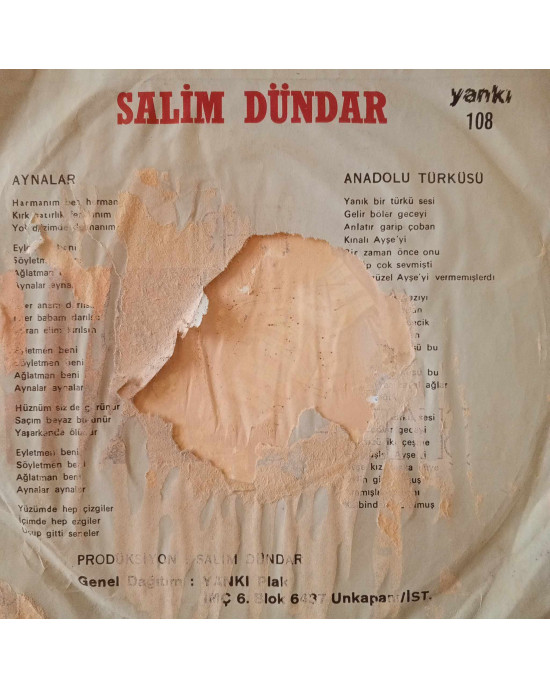 Salim Dündar - Aynalar / Anadolu Türküsü - 45'lik